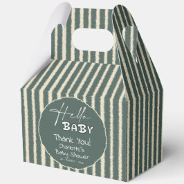 Caja Para Regalos Hello Baby Dark Green Stripes Baby Shower