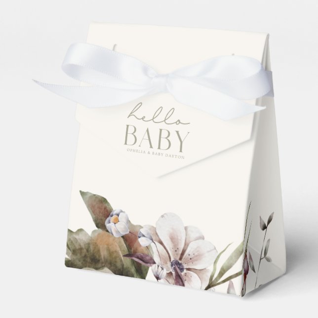 Caja Para Regalos HELLO BABY | Sabio Minimalista y marfil (Front Side)