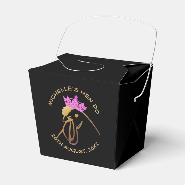 Caja Para Regalos Hen in Pink Crown Bachelorette Party Custom (Front Side)