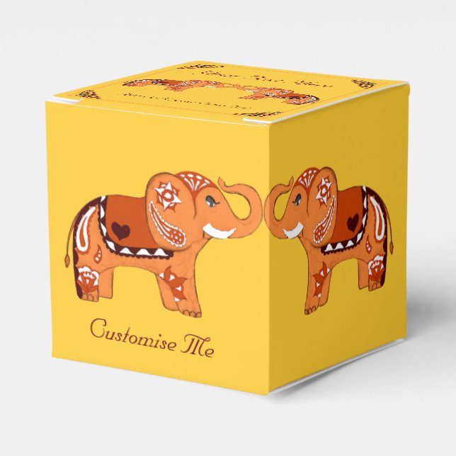 Caja Para Regalos Henna Elephant (Naranja/Rojo) (Costado Anverso)