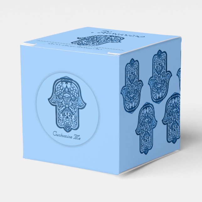 Caja Para Regalos Henna Hand de Hamsa (Azul) (Costado Anverso)