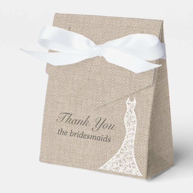 Caja Para Regalos Hermosa Burlap Bridal Shower Favor Box (Front Side)