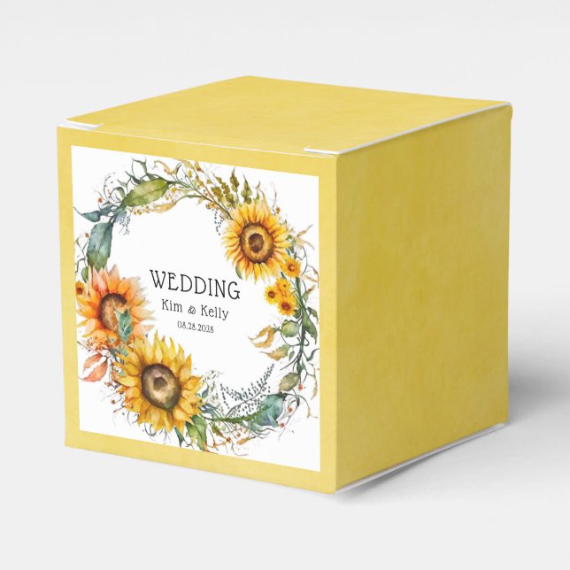 Caja Para Regalos Hermosa caída de Sunflowers Airy Wreath Boda (Costado Anverso)