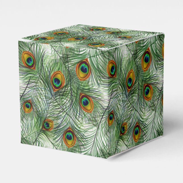 Caja Para Regalos Hermosa Feather Green Peacock (Costado Anverso)