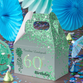 Caja Para Regalos Hermosa Purpurina Verde y Ribbon