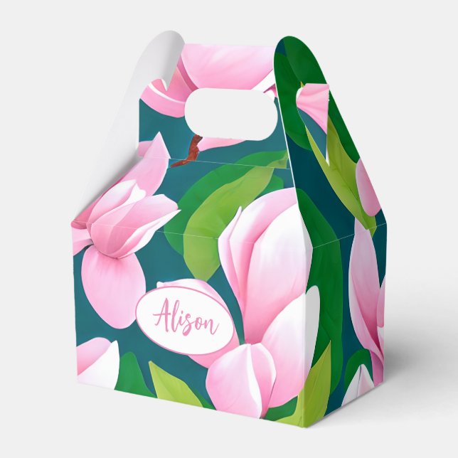 Caja Para Regalos Hermosas flores de magnolia rosada (Front Side)