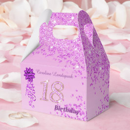 Caja Para Regalos Hermoso Purpurina Rosa y Cinta 18 cumpleaños