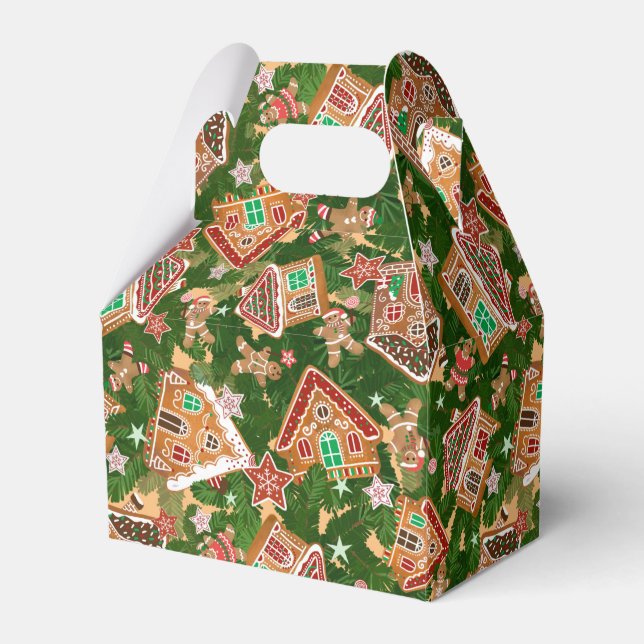 Caja Para Regalos Hermosos Navidades Gingerbread Casas Green (Front Side)