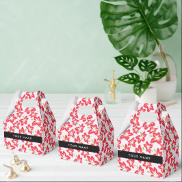 Caja Para Regalos Hibisco Rojo, Flores Rojas, Tu Nombre