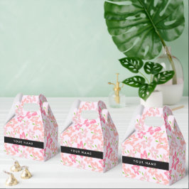 Caja Para Regalos Hibisco Rosa, Flores Rosadas, Tu Nombre
