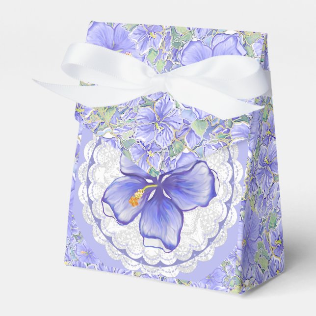Caja Para Regalos Hibiscus & lace BLUE (Front Side)