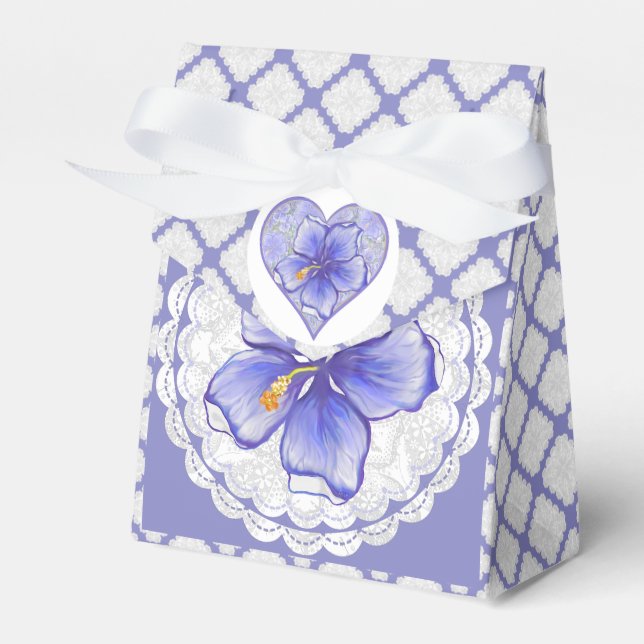 Caja Para Regalos Hibiscus & lace BLUE (Front Side)