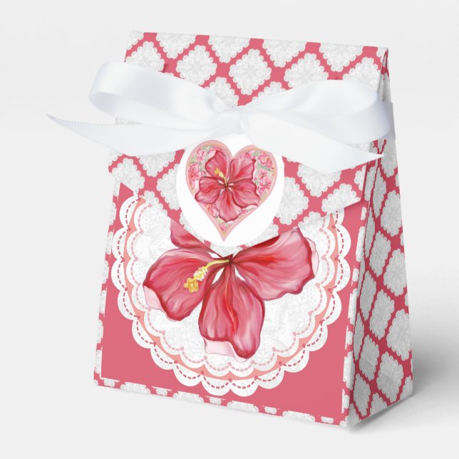 Caja Para Regalos Hibiscus & lace RED (Front Side)