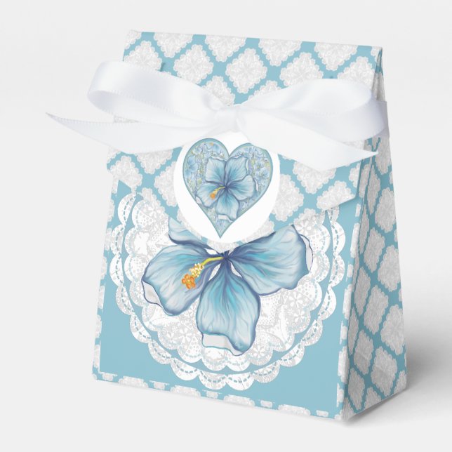 Caja Para Regalos Hibiscus & lace TURQUOISE (Front Side)