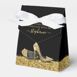 Caja Para Regalos High Heel Stiletto Shoe Black Gold Cumpleaños
