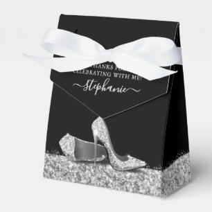 Caja Para Regalos High Heel Stiletto Shoe Black Silver Cumpleaños