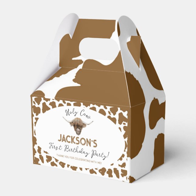 Caja Para Regalos Highland Cow Birthday Favor Box (Front Side)