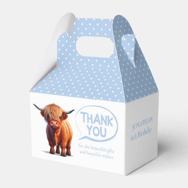 Caja Para Regalos Highland Cow Blue Boy Favorito Box (Front Side)