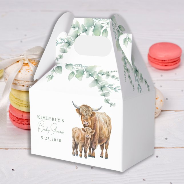Caja Para Regalos Highland Cow Greenery Boho Farm Animal Baby Shower (Subido por el creador)