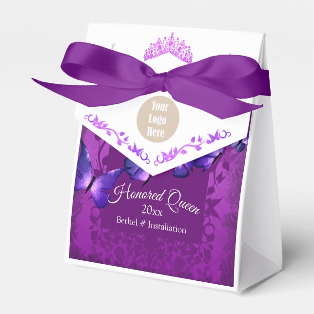 Caja Para Regalos Hijas del trabajo de la mariposa violeta rosa de B (Front Side)