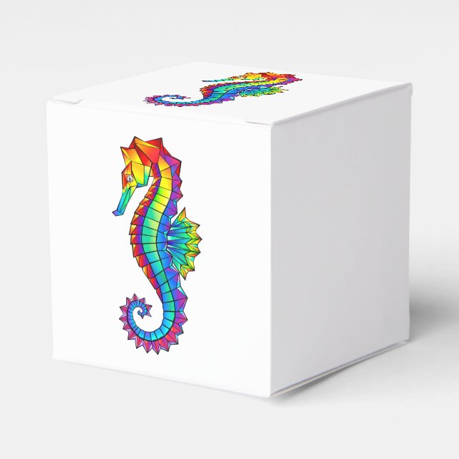 Caja Para Regalos Hipoahoría marino poligonal arcoiris (Costado Anverso)