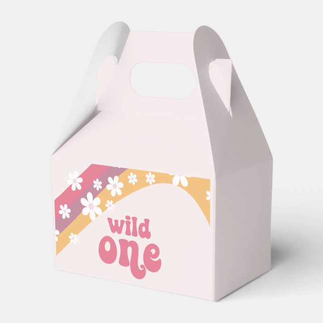 Caja Para Regalos Hippie Daisy boho Wild One Rainbow (Front Side)