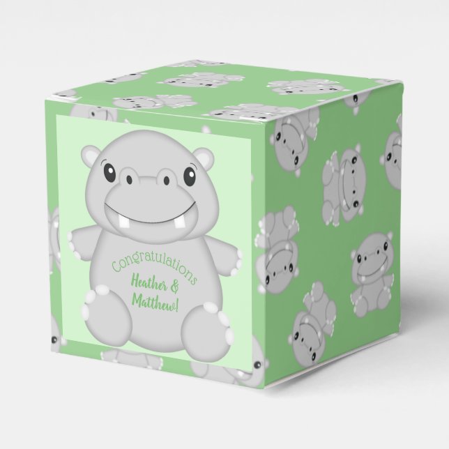 Caja Para Regalos Hippo Baby Shower (Costado Anverso)