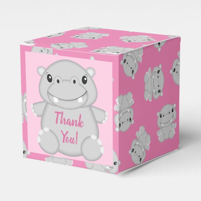 Caja Para Regalos Hippo Baby Shower Pink (Costado Anverso)