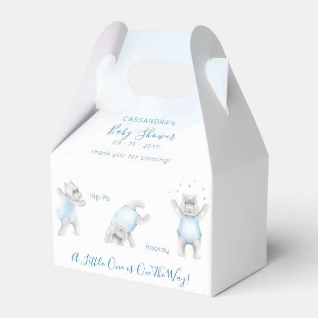 Caja Para Regalos Hippo Somersault Baby Boy Shower (Front Side)