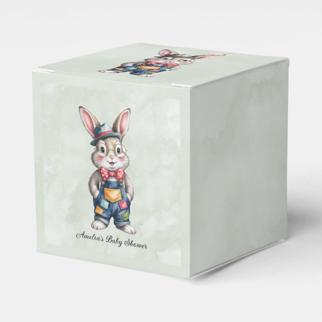 Caja Para Regalos Hipster Bunny Boy Baby Shower (Costado Anverso)