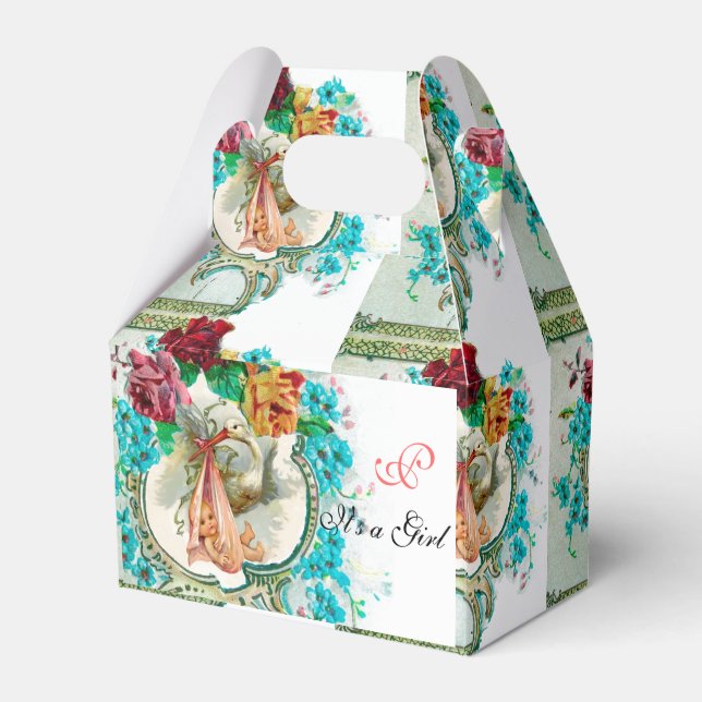 Caja Para Regalos HISTORIAL NIÑA BEBÉ DUCHA MONOGRAM Blanco (Front Side)