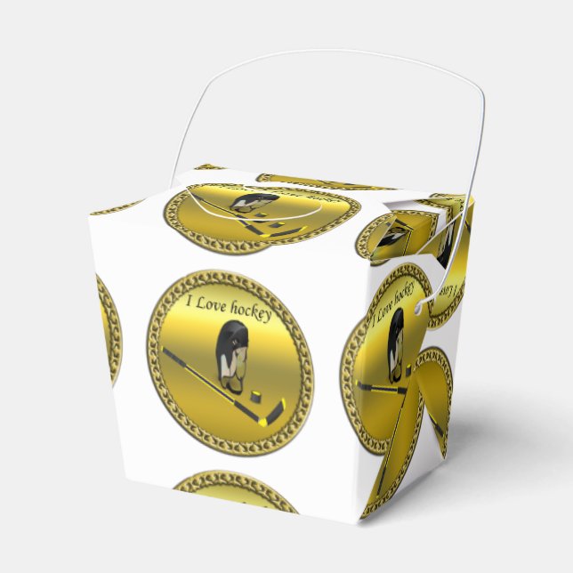 Caja Para Regalos Hockey I Love diseño personalizado con palo y casc (Front Side)