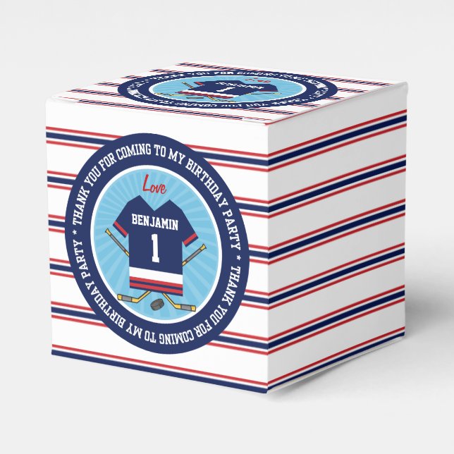 Caja Para Regalos Hockey sobre hielo Jersey 1er cumpleaños Gracias (Costado Anverso)