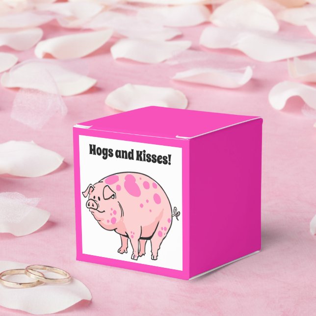 Caja Para Regalos Hogares y besos Personalizado de cerdo aburrido (Boda)