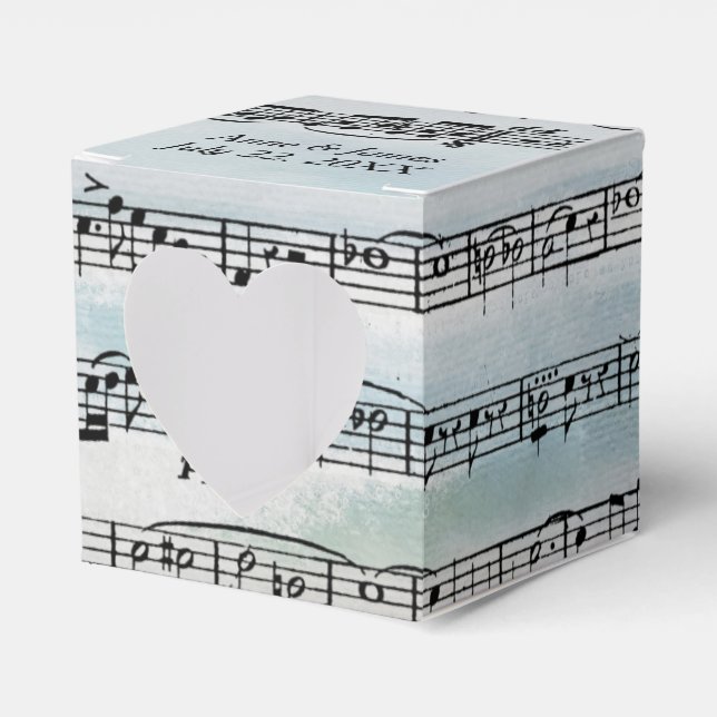 Caja Para Regalos Hoja boda Música En Acuarela (Anverso)