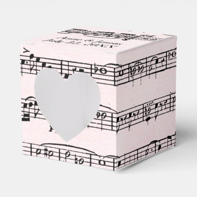 Caja Para Regalos Hoja boda Música En Rubor Rosa (Anverso)