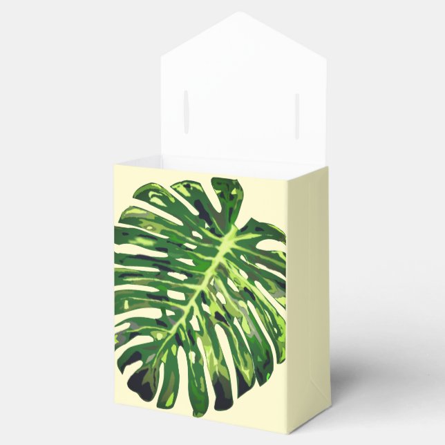 Caja Para Regalos Hoja de Monstera Tropical (Abierto)