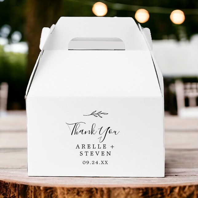Caja Para Regalos Hoja mínima | Negro y blanco Gracias Boda (Subido por el creador)