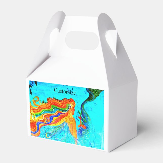 Caja Para Regalos hojalata de sirena de pelo de arcoiris (Front Side)