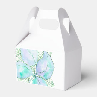 Caja Para Regalos Hojas Botánicas de Aquarela Verde Menta Lavanda