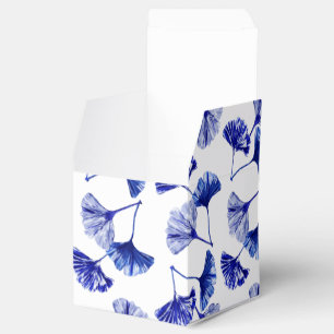 Caja Para Regalos Hojas de gingko azules y blancas