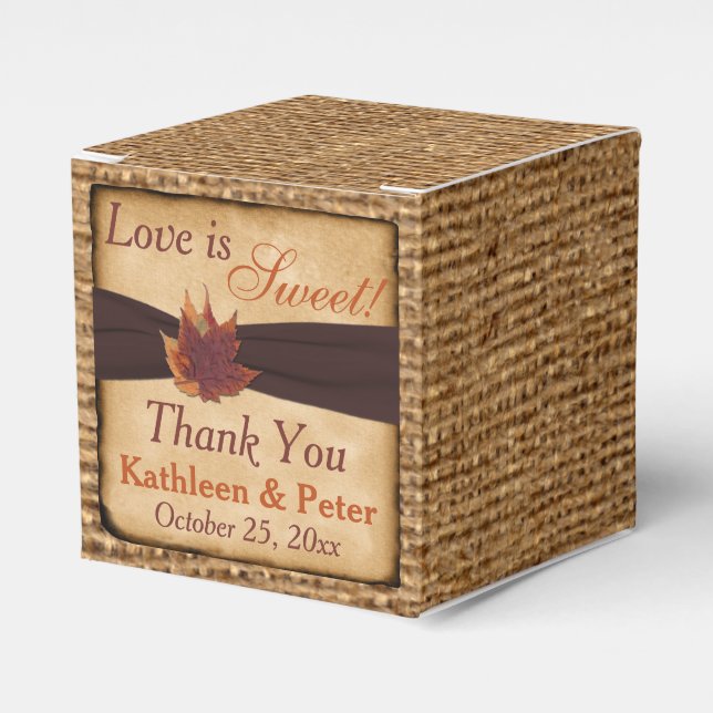 Caja Para Regalos Hojas de otoño, FAUX Burlap Favorito Box - Marrón (Costado Anverso)