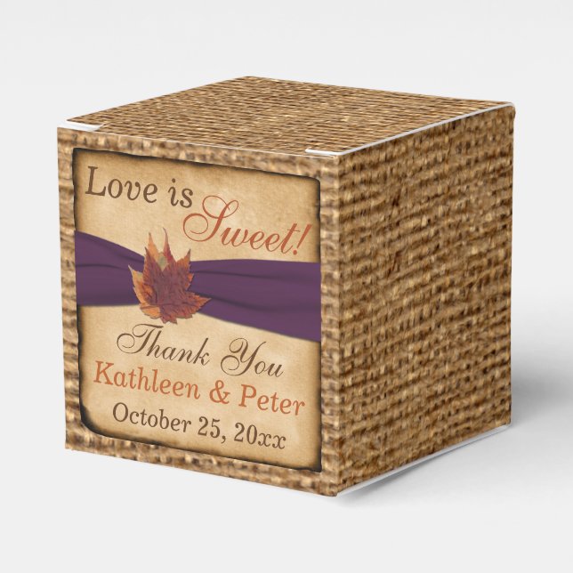 Caja Para Regalos Hojas de otoño, FAUX Burlap Favorito Box - Purple (Costado Anverso)