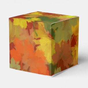 Caja Para Regalos Hojas de otoño - Fondo rojo