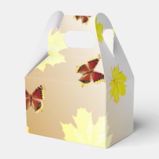 Caja Para Regalos Hojas que caen en otoño y mariposas en granates