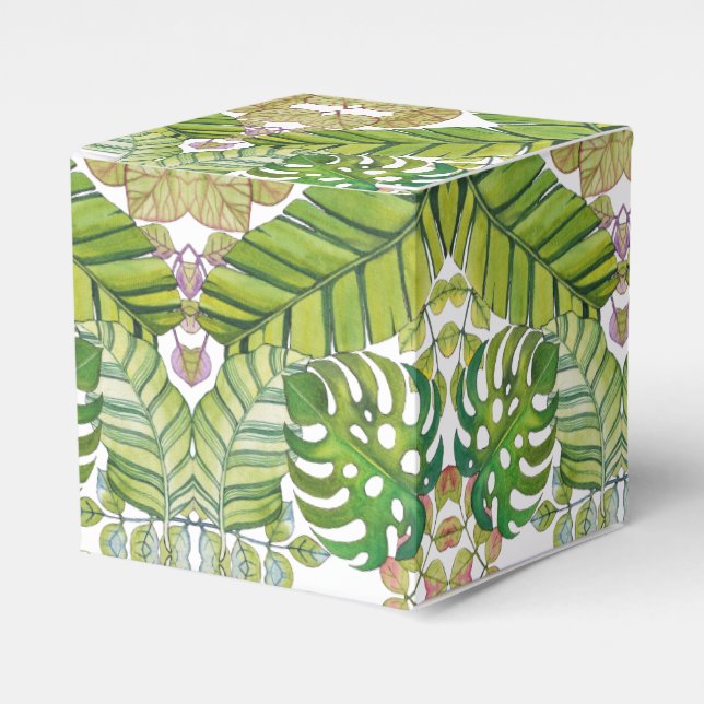 Caja Para Regalos Hojas tropicales cortas en acuarela (Costado Anverso)