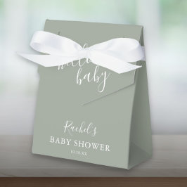 Caja Para Regalos Hola Baby Shower Género Neutral Boho Sage Green