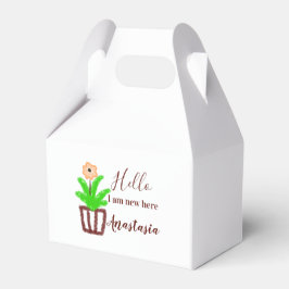 Caja Para Regalos Hola, soy nuevo aquí, bebé ducha niños hoja de flo