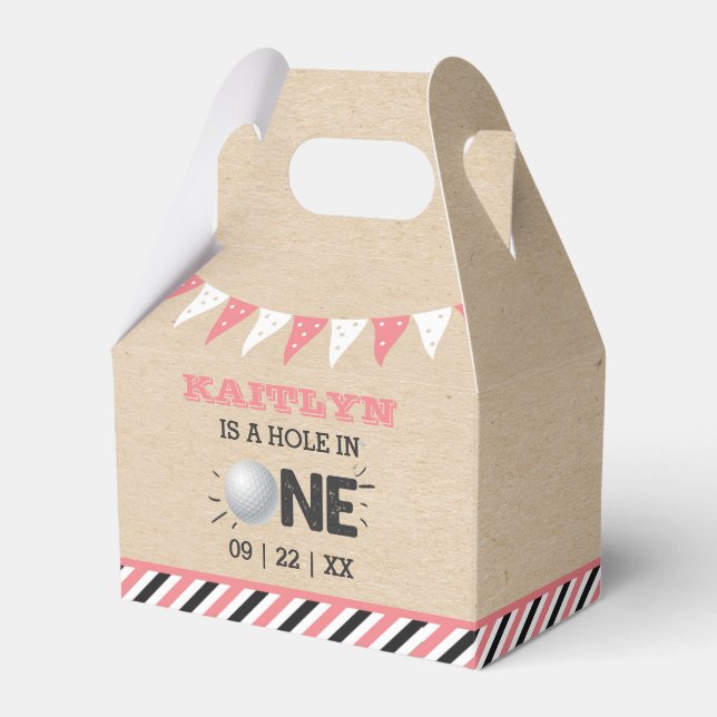 Caja Para Regalos Hole In One Chicas Golf 1er cumpleaños Par-tee (Front Side)