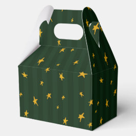 Caja Para Regalos Holiday Green Yellow Star Stripe Christmas